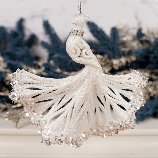 White Peacock Ornament - Christmas Place