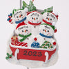 Snowman on Sled Family of Five