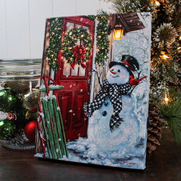 8x6 Front Porch Snowman Lighted Easel Back