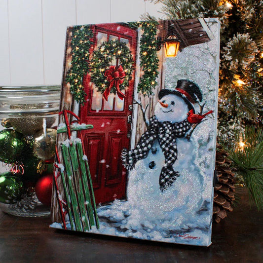 8x6 Front Porch Snowman Lighted Easel Back