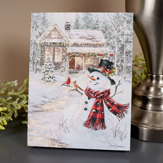 8X6 Cottage In The Snow Lighted Easel Back - Christmas Place