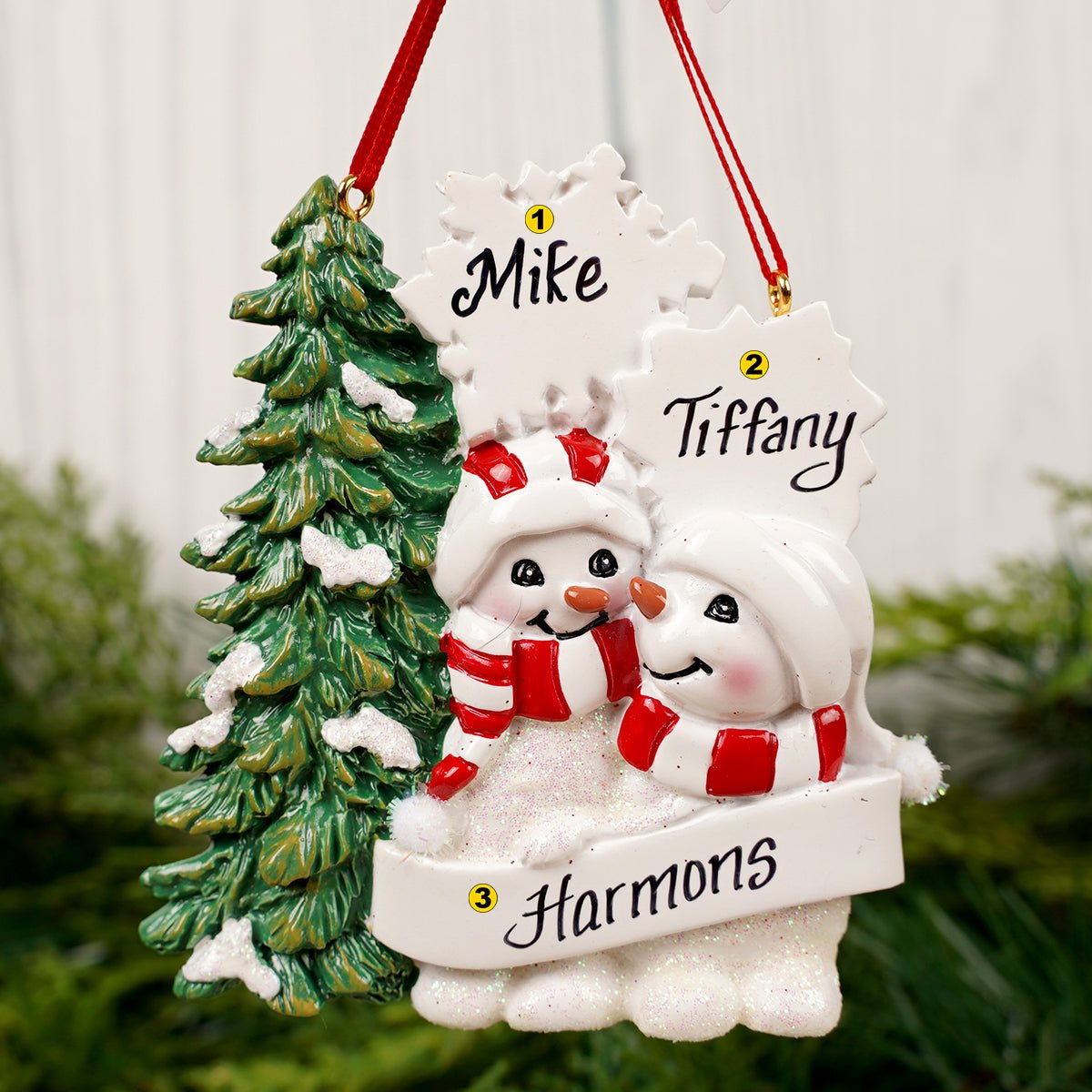 Snowman Family Of 2 With Snowflakes - Christmas Place