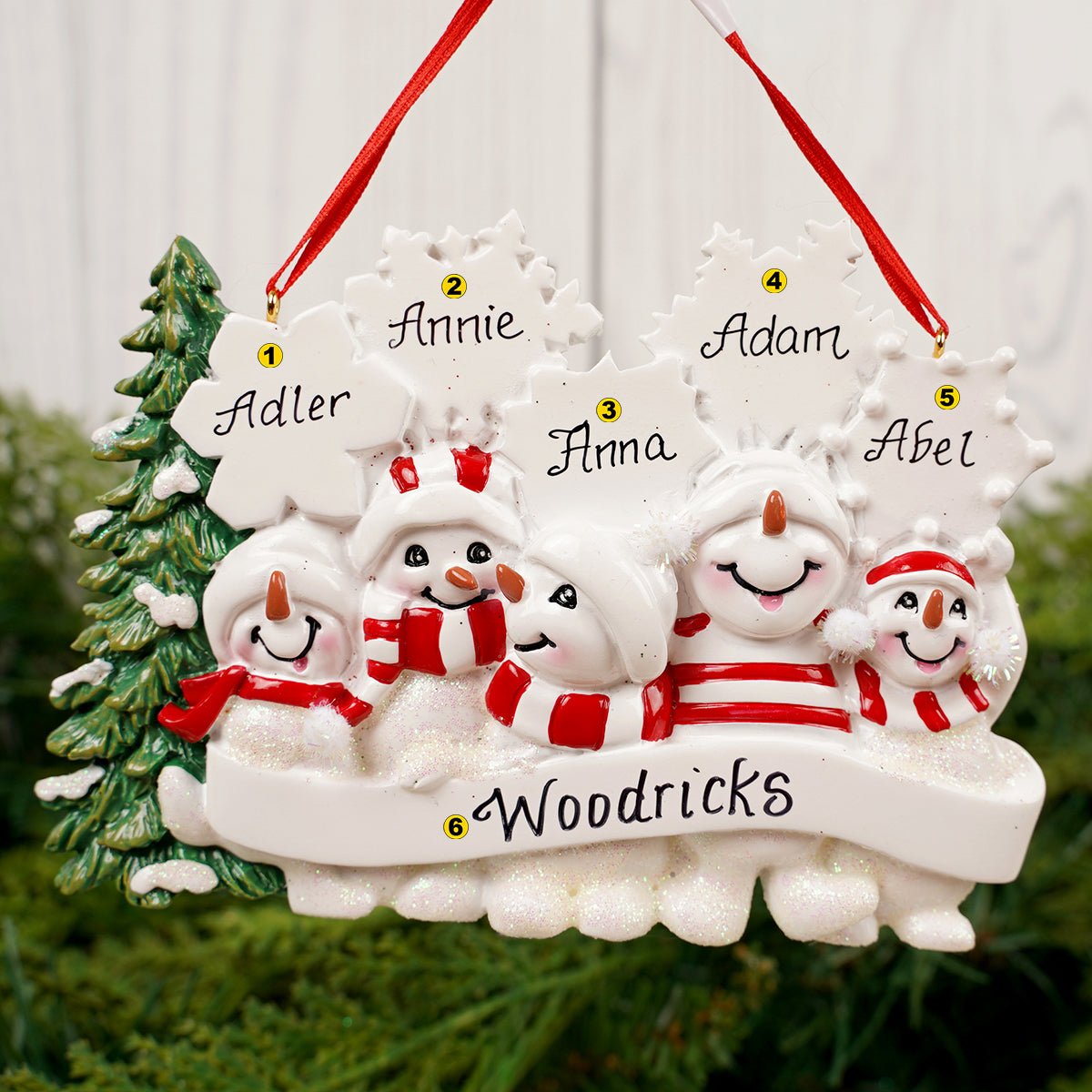 Snowman Family Of 5 With Snowflakes - Christmas Place