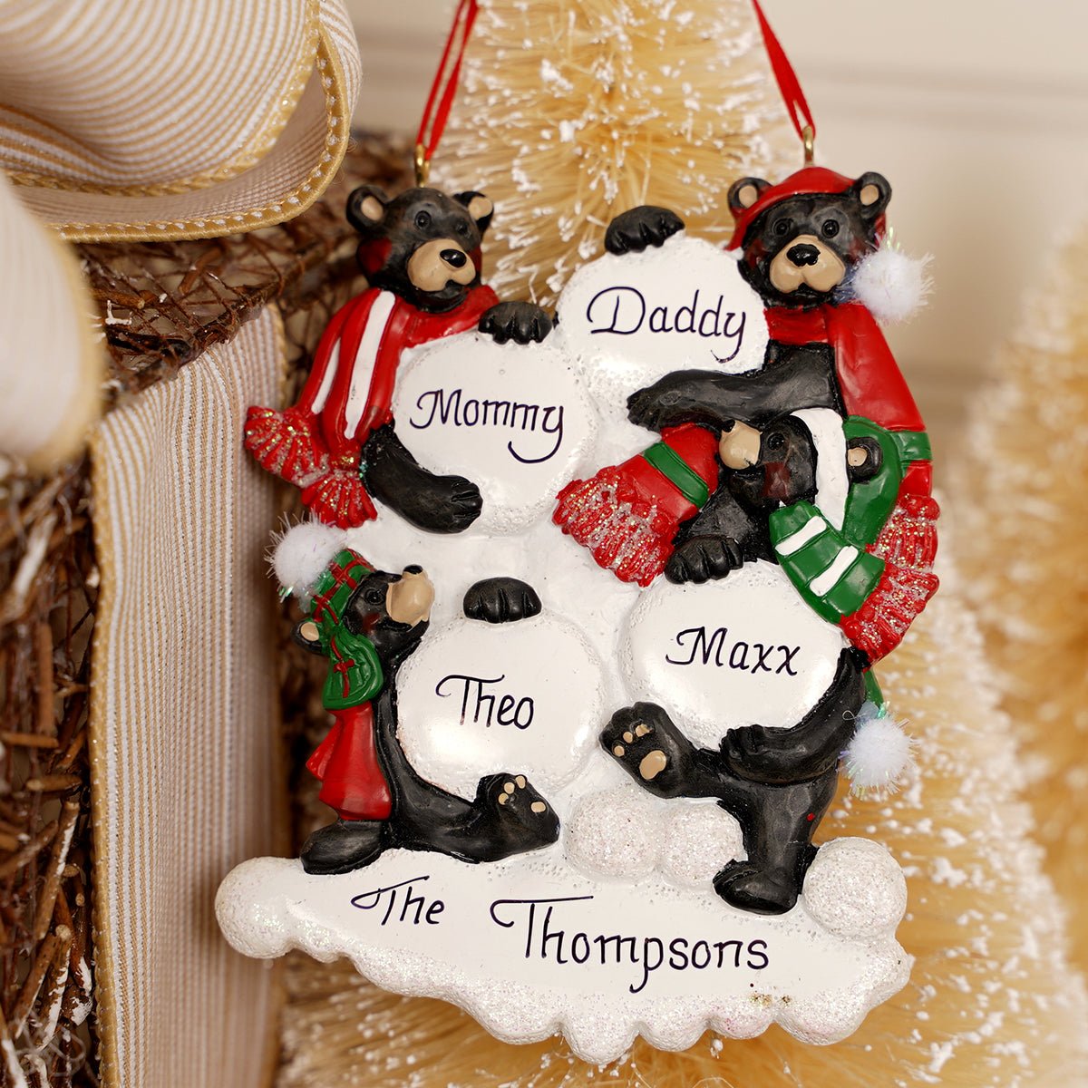 Black Bear Snowball Family Of 4 - Christmas Place