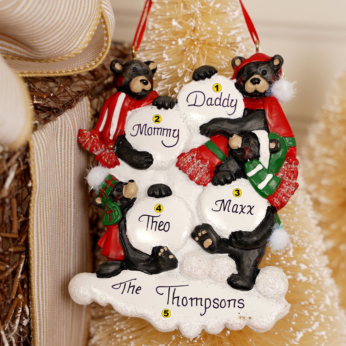 Black Bear Snowball Family Of 4 - Christmas Place