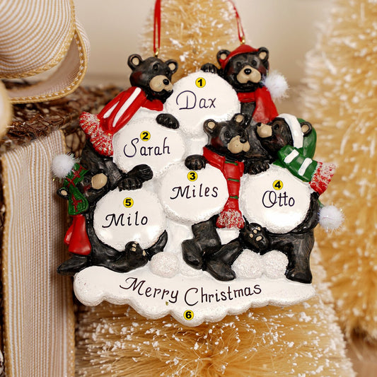 Black Bear Snowball Family Of 5 - Christmas Place