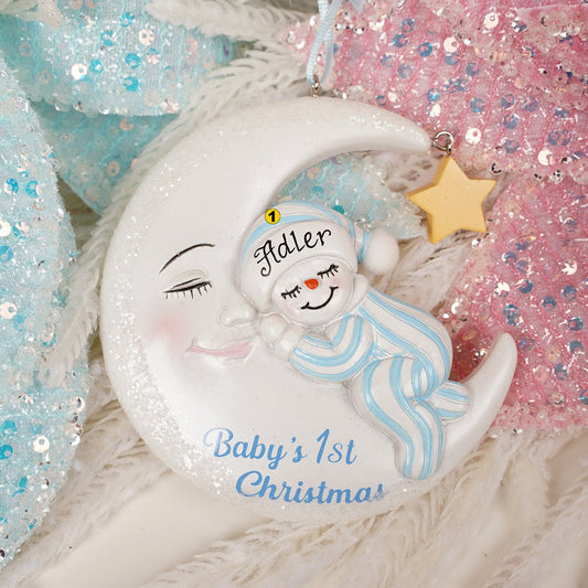 Babys First Boy Snowman On Moon - Christmas Place