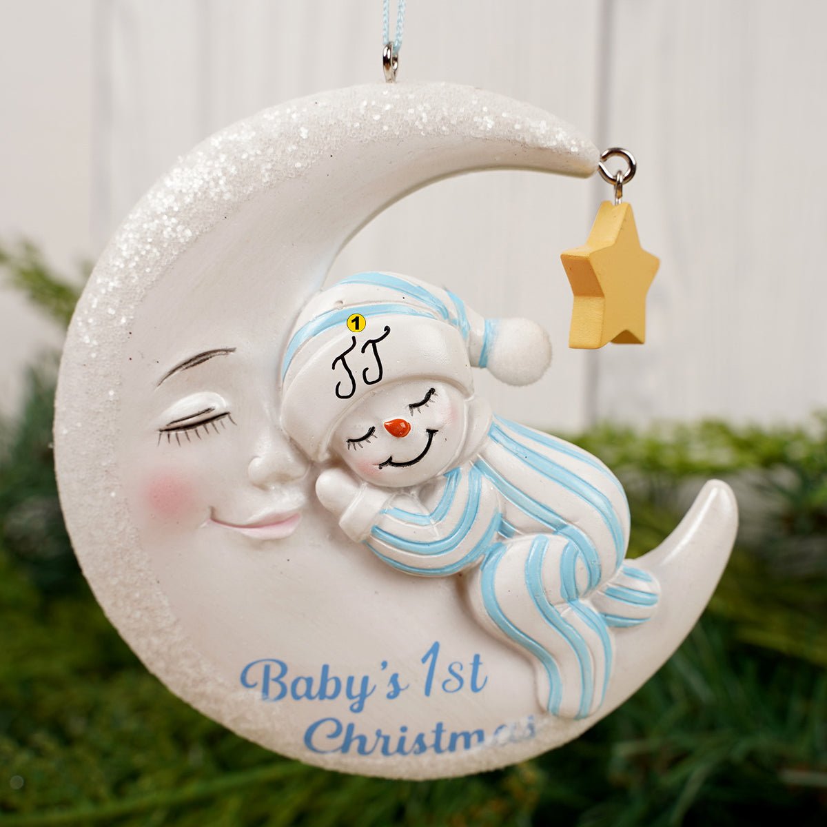 Babys First Boy Snowman On Moon - Christmas Place