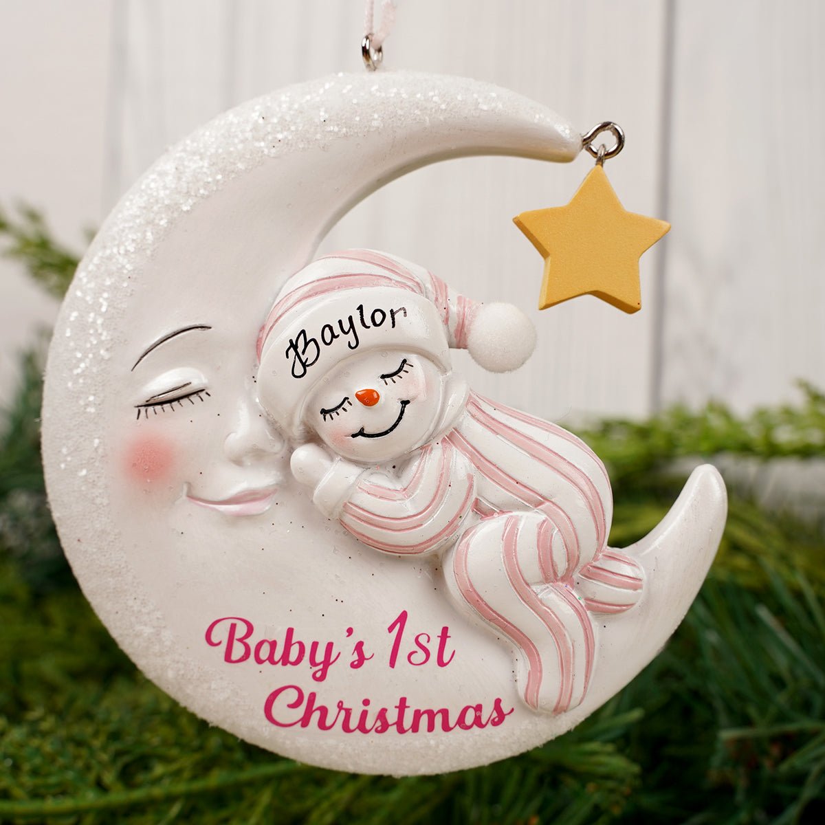 Babys First Girl Snowman On Moon - Christmas Place