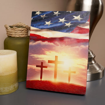 LED God And Country Canvas Print- Christmas Place