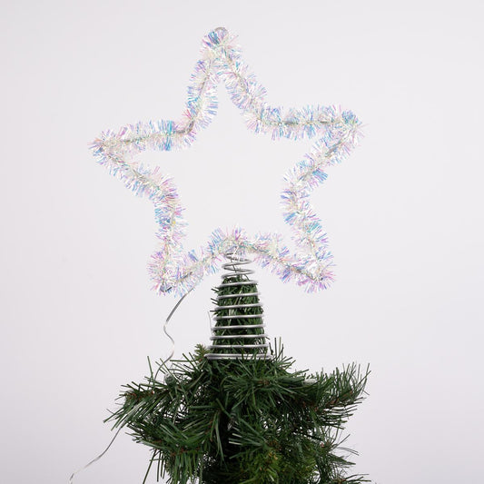 Warm White Silver Star Tree Topper