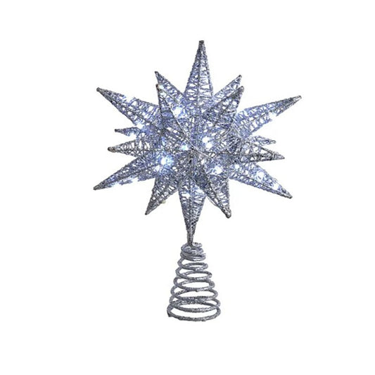 11 Inch LED Silver Starburst Tree Topper