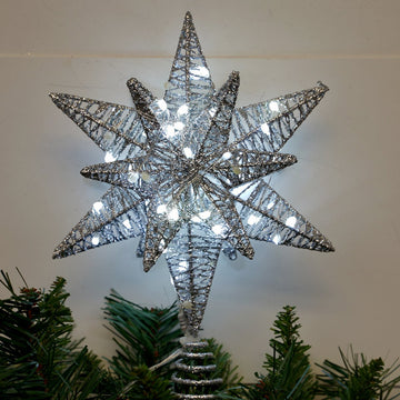 11 Inch LED Silver Starburst Tree Topper - Christmas Place