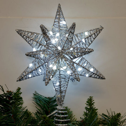 11 Inch LED Silver Starburst Tree Topper - Christmas Place