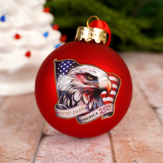America 250 Eagle Flag Ball Ornament - Christmas Place