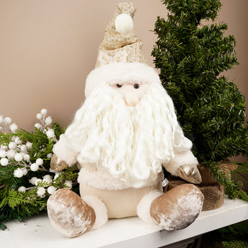 20Inch Tan White Sitting Santa