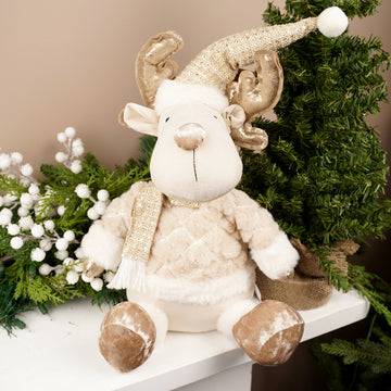 20Inch Tan White Sitting Moose