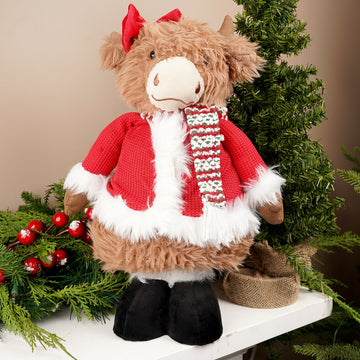 Red Standing Highland Cow With Scarf