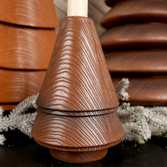 6Inch Brown Wood Tree Candle Holder