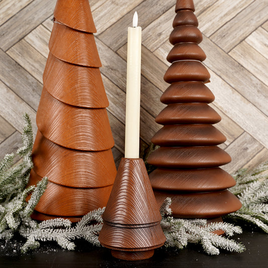 6Inch Brown Wood Tree Candle Holder