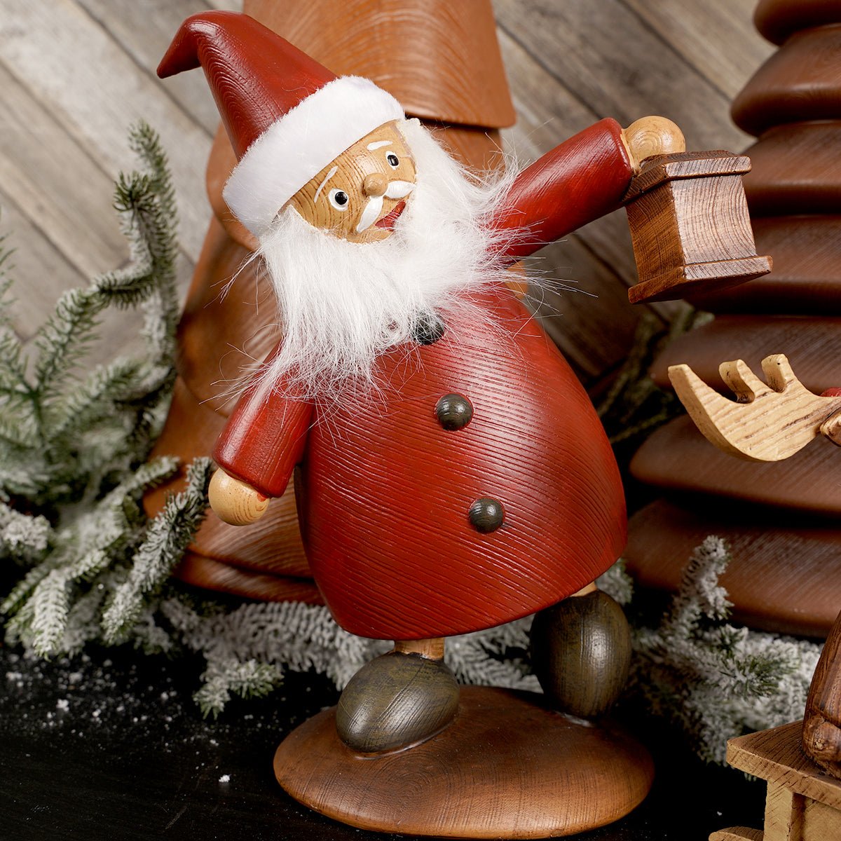 Santa With Lantern And Deer Set Of 2 - Christmas Place