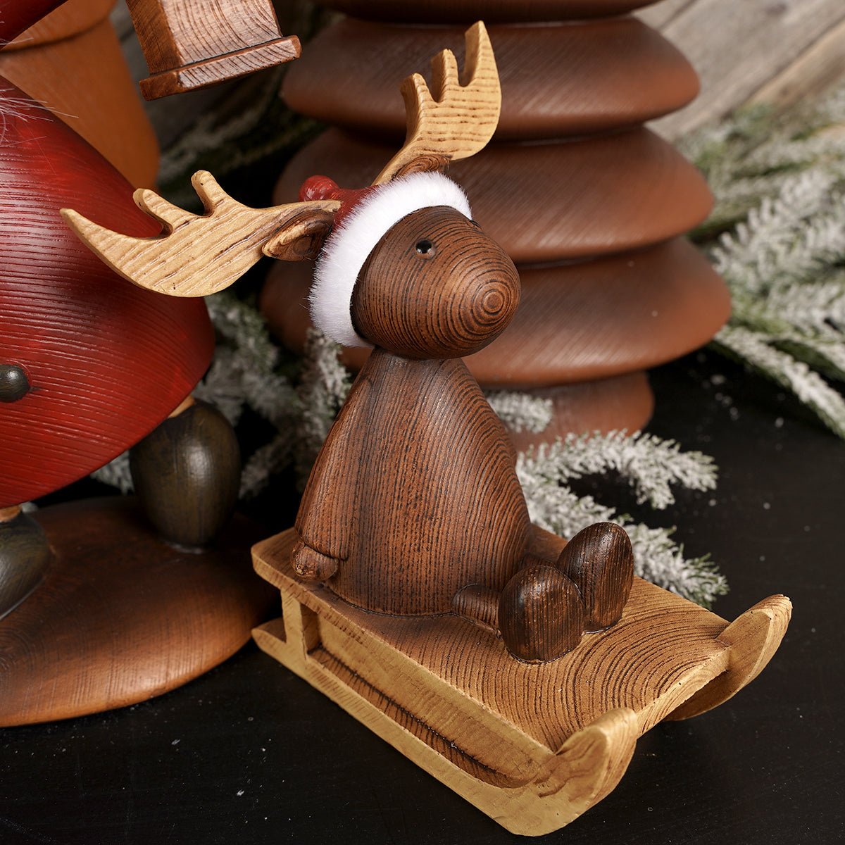 Santa With Lantern And Deer Set Of 2 - Christmas Place