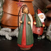 Red and Green Angel Christmas Ornament light brown Angel wings Wooden Santa and Angel Christmas Ornaments
