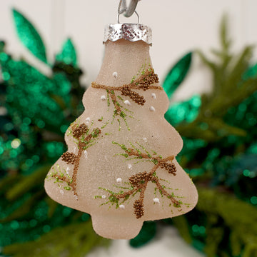 3.5Inch Glass Frost Brown Tree Ornament