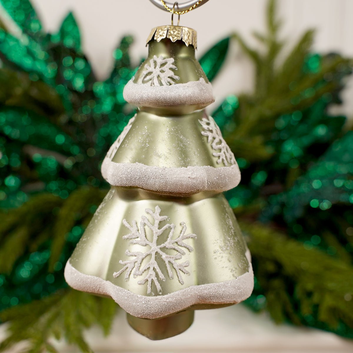 4Inch Glass Green Tree Ornament - Christmas Place