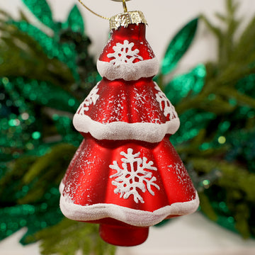 4Inch Glass Red Tree Ornaments
