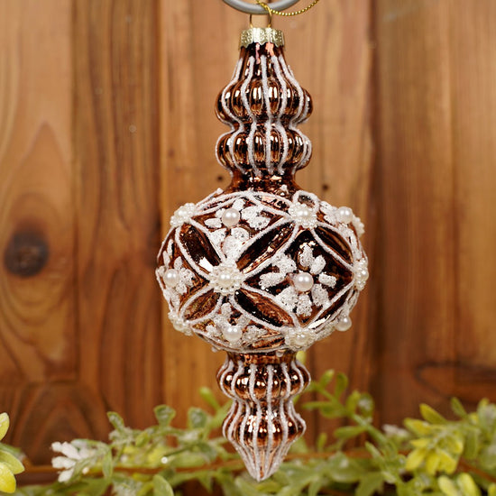 5.7Inch Glass Brown Cone Finial Ornament - Christmas Place