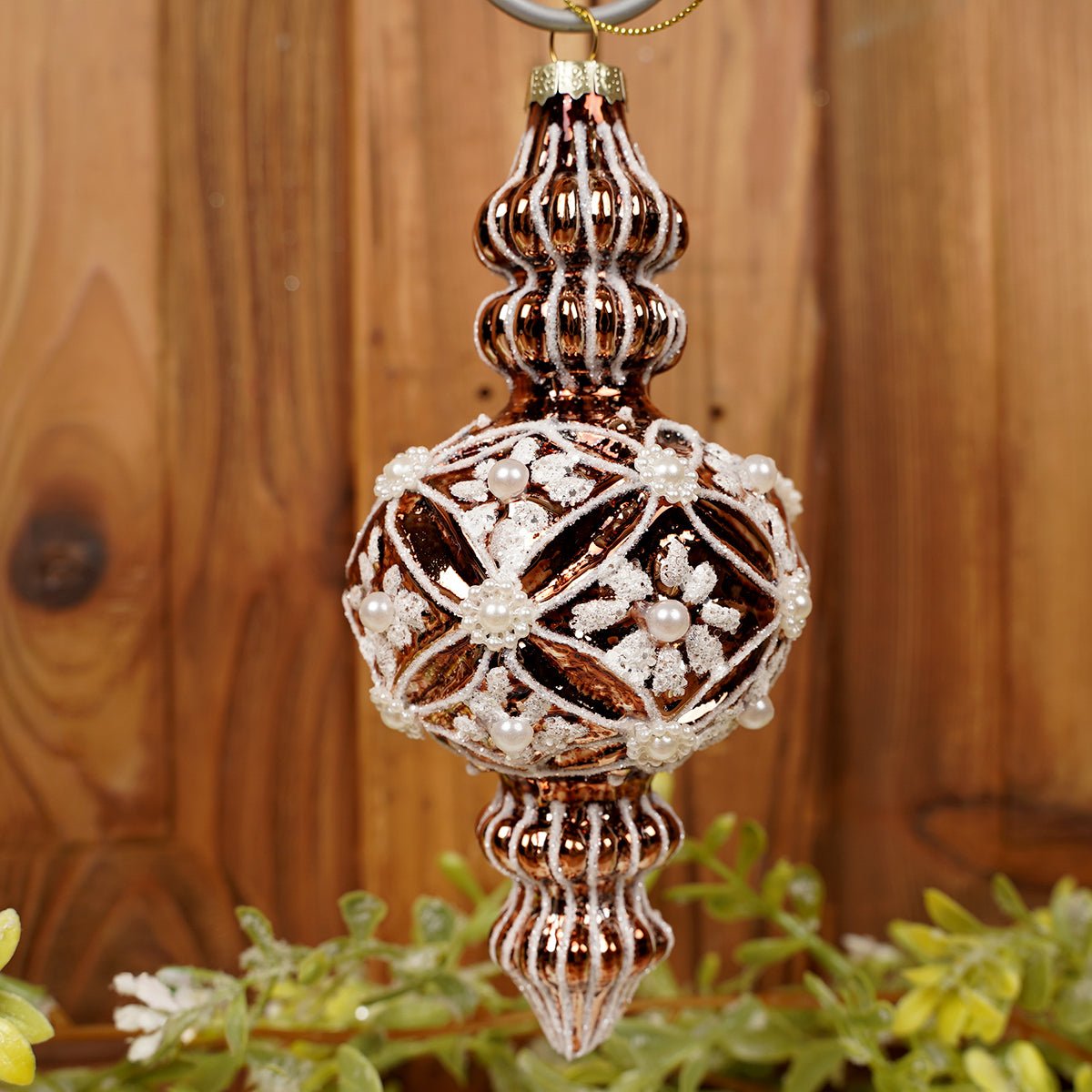 5.7Inch Glass Brown Cone Finial Ornament - Christmas Place