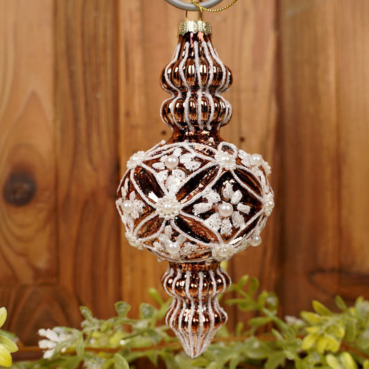 5.7Inch Glass Brown Cone Finial Ornament - Christmas Place