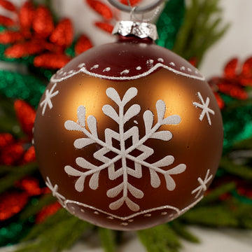 Glass Brown Snowflake Ornament