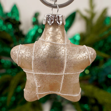 2.7Inch Glass Plaid Star Ornament