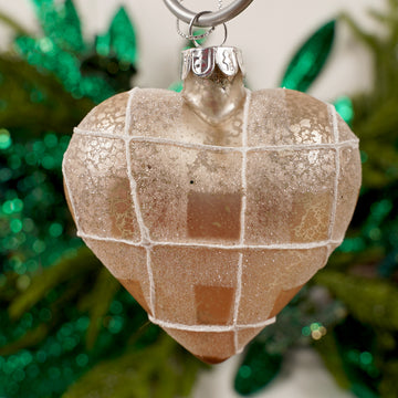 3Inch Glass Plaid Heart Ornament