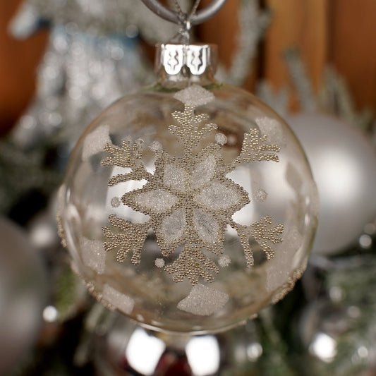 Glass Snowflake Ball Christmas Ornament - Christmas Place