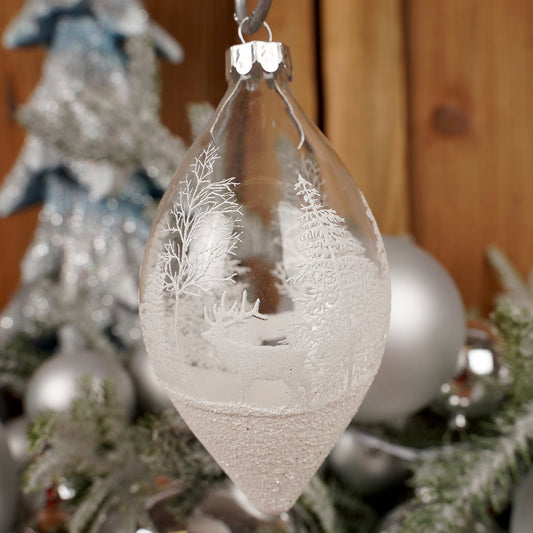 4.7IN GLASS DOUBLE POINT FINIAL - Christmas Place