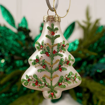 3.5Inch Glass Holly Jewel Tree Ornament - Christmas Place