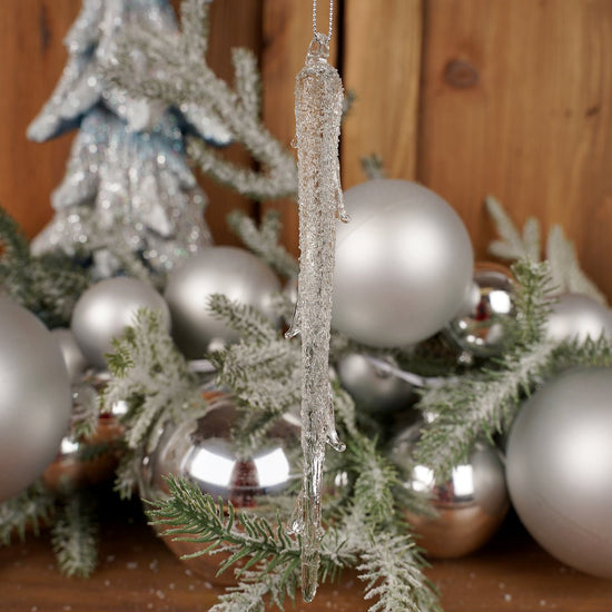 7IN GLASS ICICLE ORN - Christmas Place