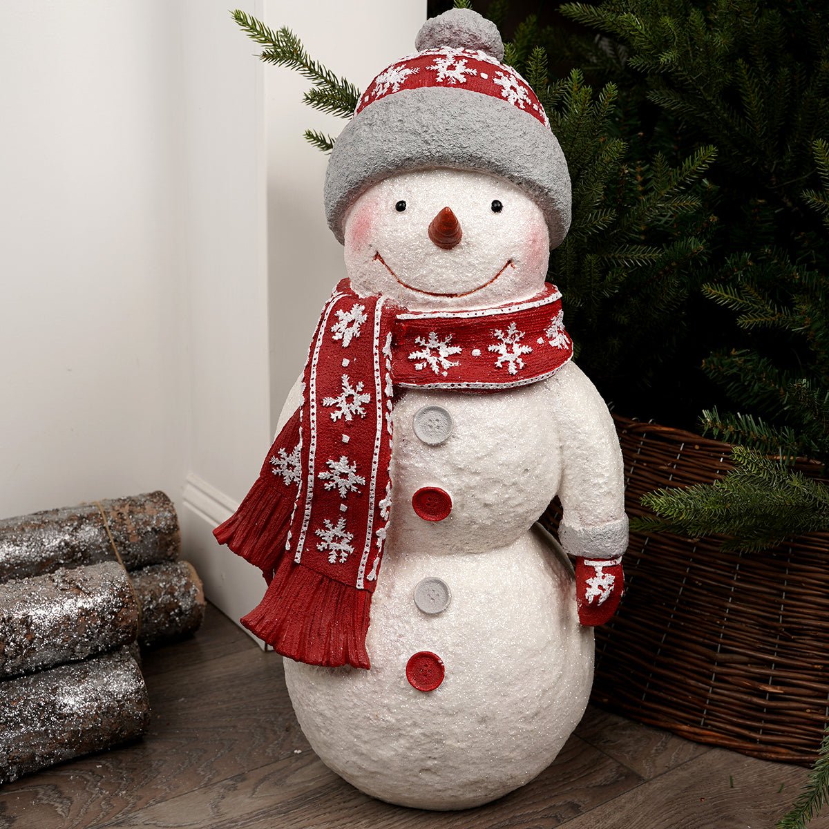 25.8Inch Red Scarf Snowman - Christmas Place