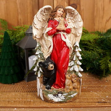 Red Angel With Animals - Christmas Place