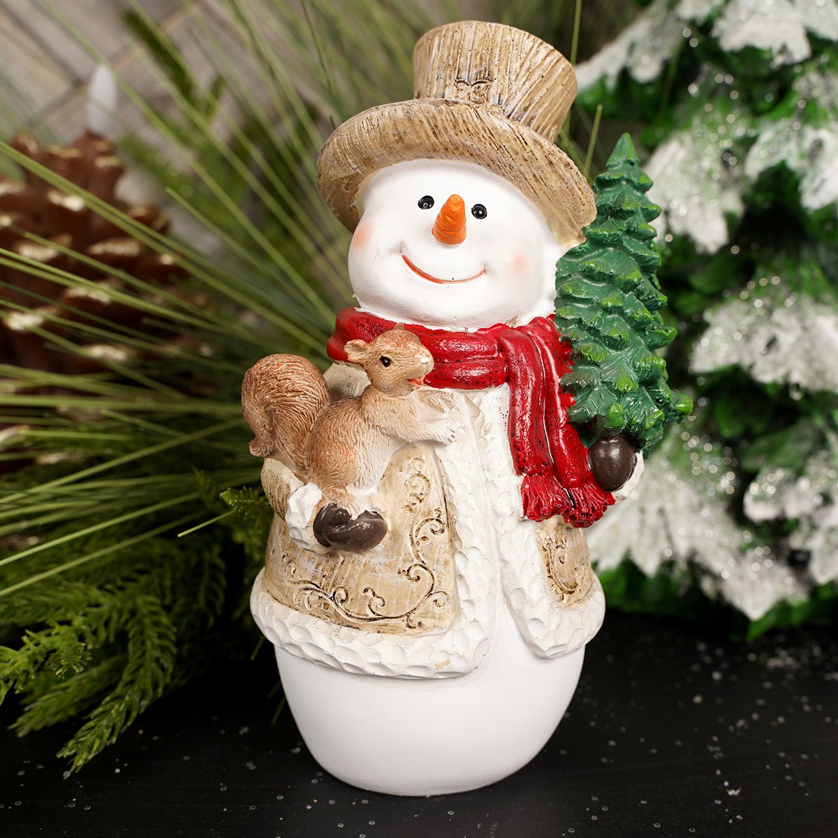 6Inch Snowman With Squirrel - Christmas Place