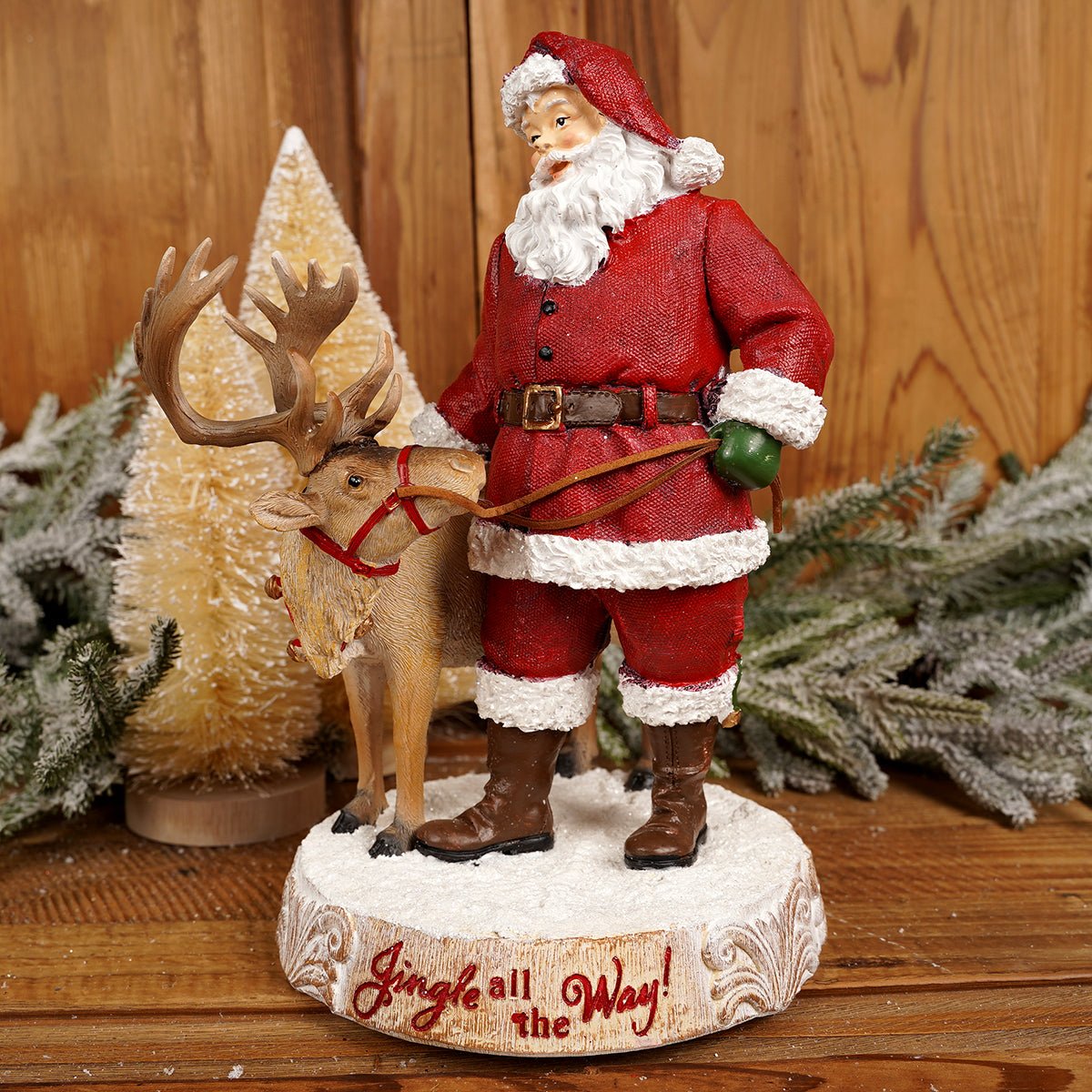 11Inch Santa With Reindeer - Christmas Place