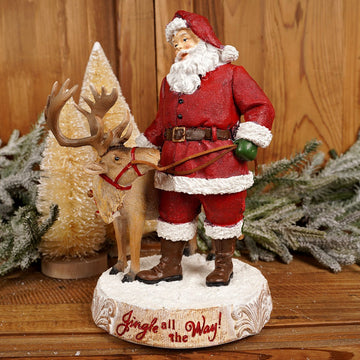 11Inch Santa With Reindeer - Christmas Place