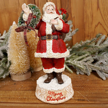 11Inch LED Santa With Wreath - Christmas Place