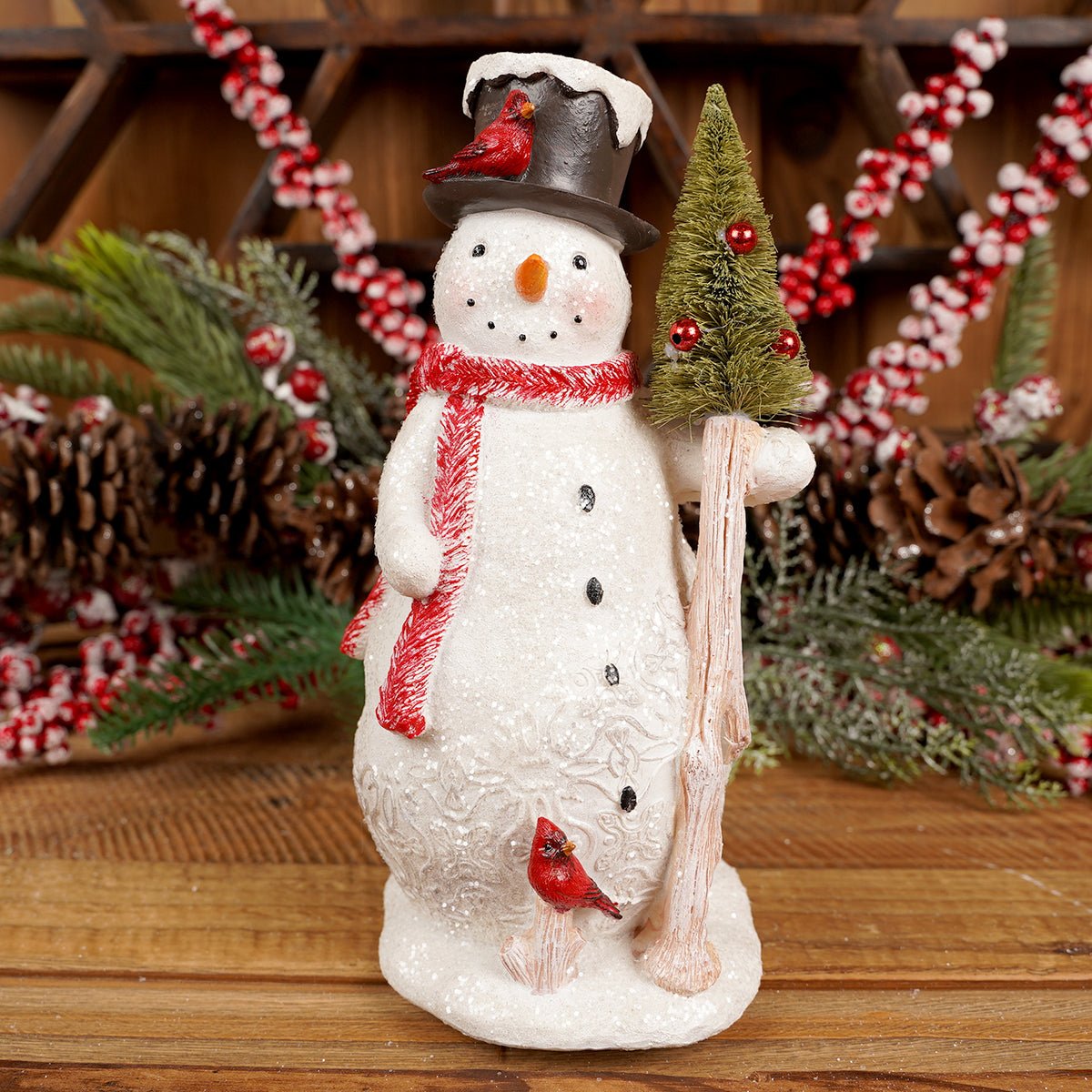 Snowman With Cardinal And Tree - Christmas Place