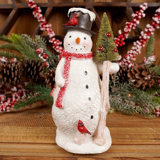 Snowman With Cardinal And Tree - Christmas Place