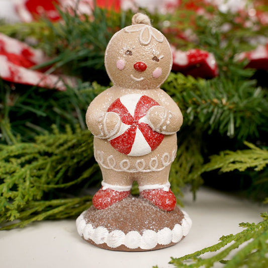 3.7IN GINGERBREAD WITH PEPPERMINT ORN - Christmas Place