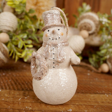 4Inch Natural Snowman Ornament - Christmas Place
